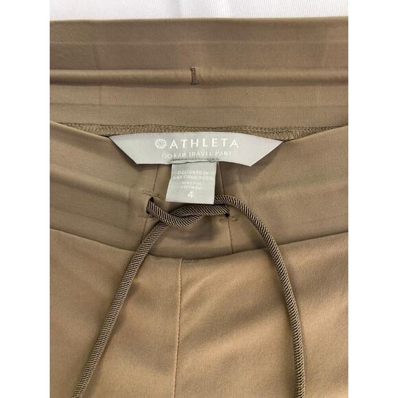 Athleta Go Fat Travel Pants Drawstring Waist Khaki Size 4 Outdoor Hiking Travel - Picture 6 of 12